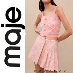 Maje Blush Pink Asymmetrical Mini Skirt